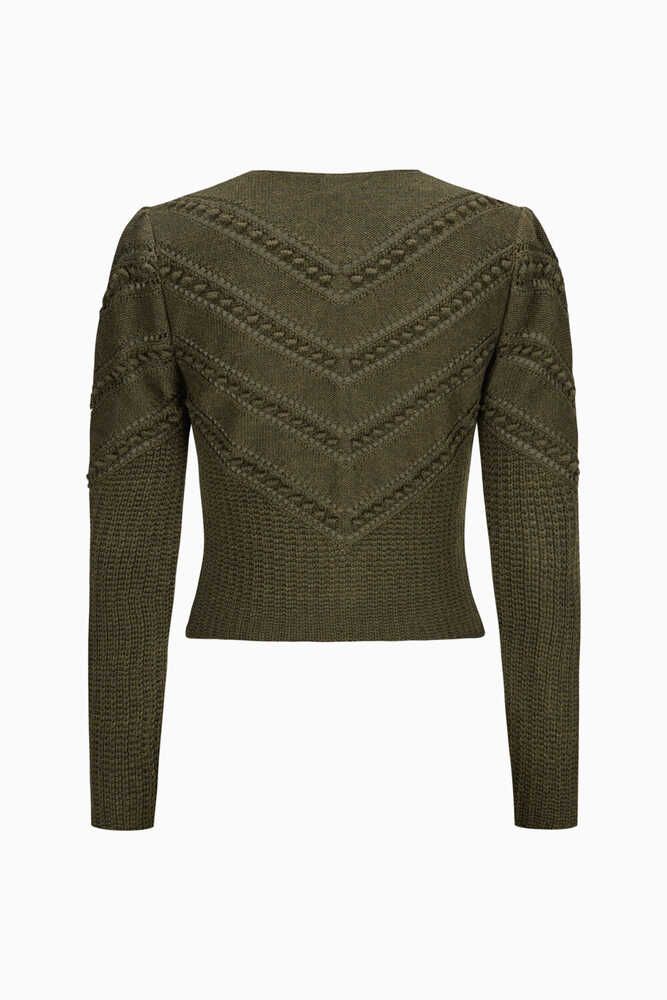 Strickjacke Ophelia in olivbraun Detail 02