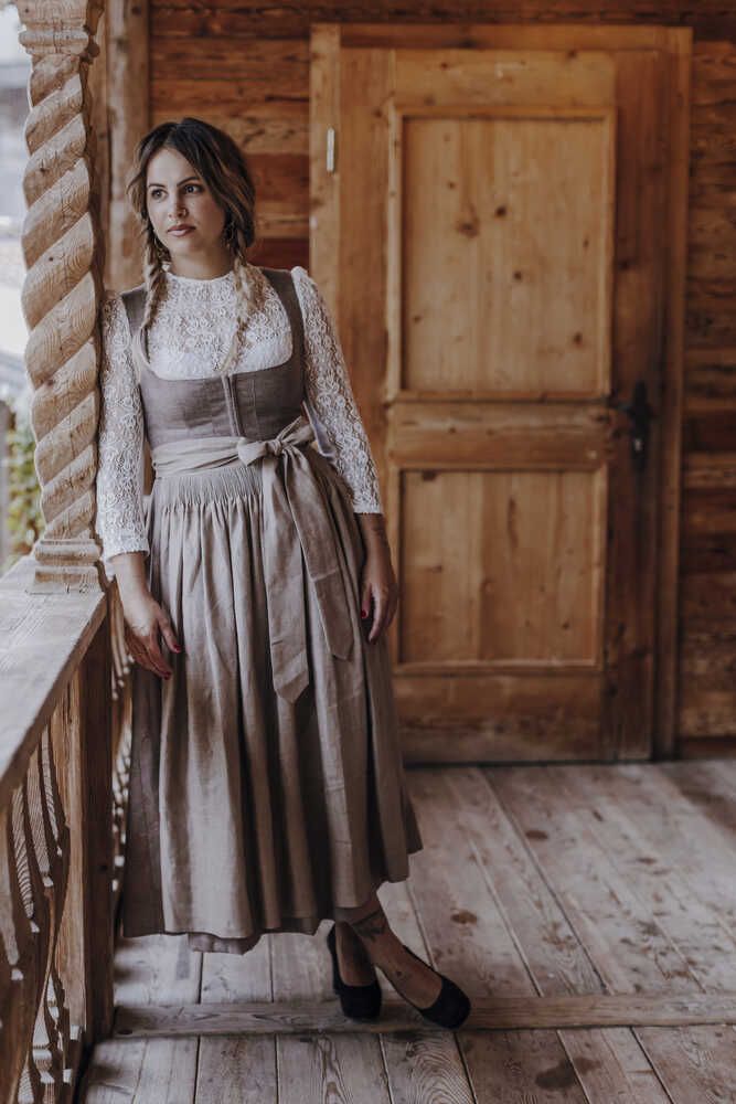 Dirndl Antonia in taupe/ rosé