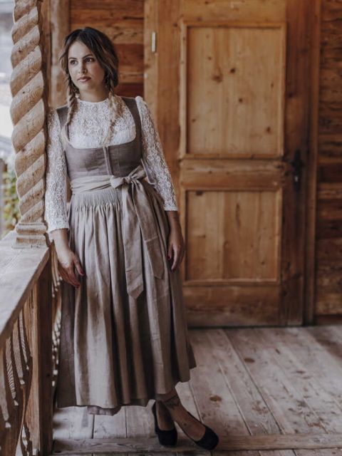 Dirndl Antonia in taupe/ rosé