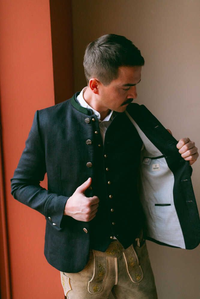 Sakko Helmut schwarzblau und bronzegrün Detail 02