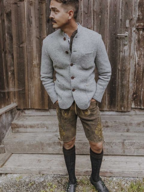 Hellgraue Walkjacke von Luis Trenker